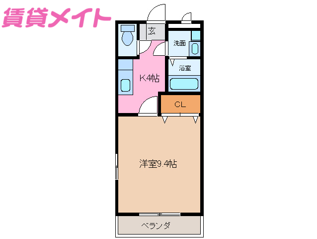 松阪市嬉野中川新町のアパートの間取り