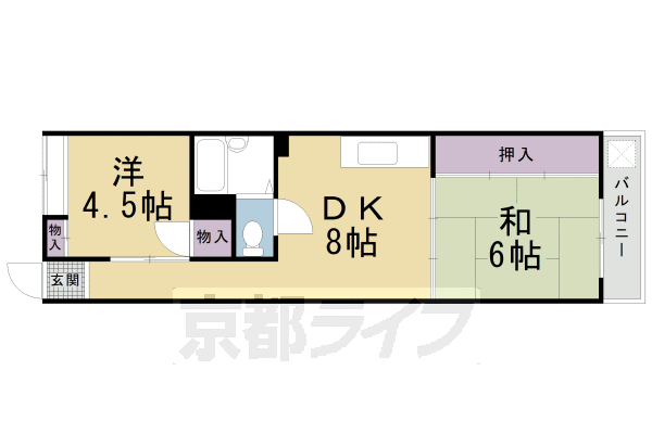 京都市上京区毘沙門町のマンションの間取り