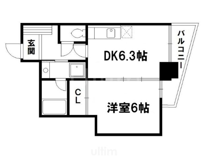 京都市上京区十四軒町のマンションの間取り