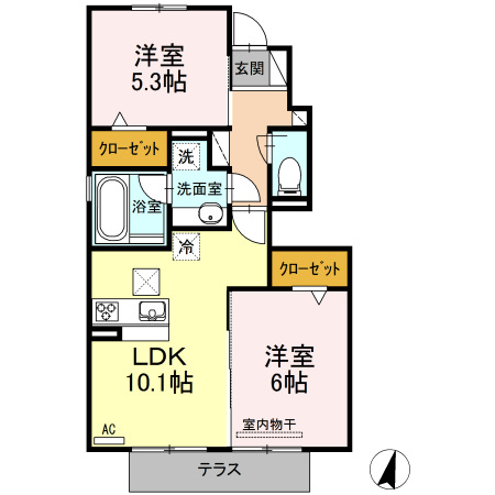 知多郡美浜町河和台のアパートの間取り