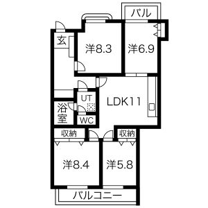 三旺マンション第三東山の間取り