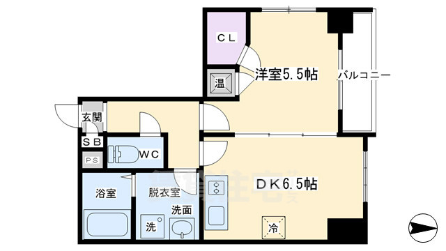 京都市下京区西七条南東野町のマンションの間取り