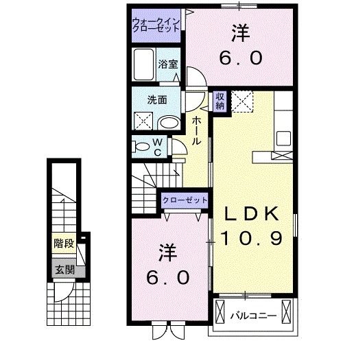 岩国市由宇町中央のアパートの間取り