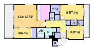 千歳市幸町のマンションの間取り