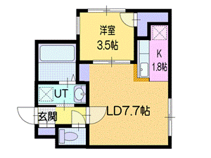 江別市東野幌本町のマンションの間取り