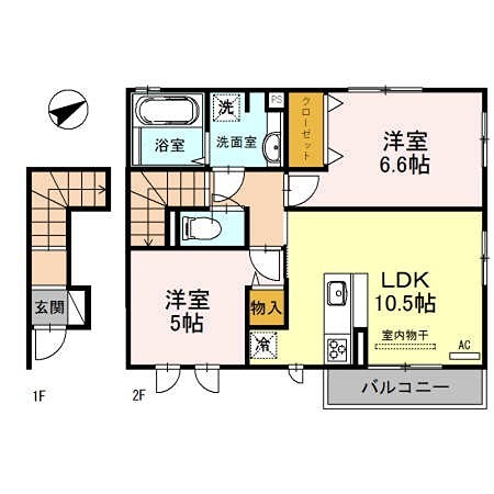 姫路市大津区平松のアパートの間取り