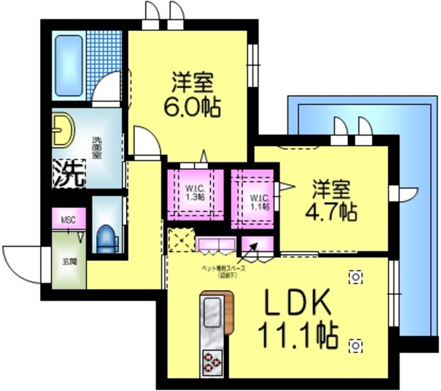 （仮称）稲毛区緑町メゾンの間取り