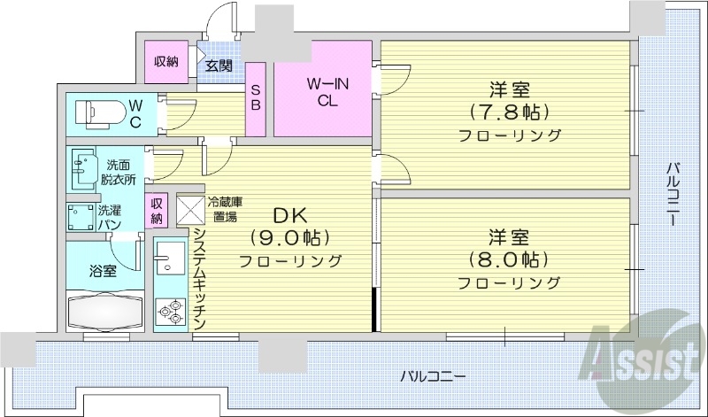 札幌市中央区南一条西のマンションの間取り