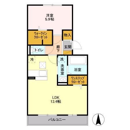 那珂市竹ノ内のアパートの間取り