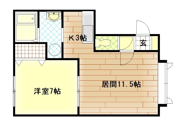 旭川市末広二条のアパートの間取り