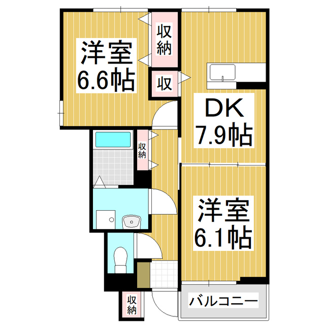 安曇野市三郷明盛のアパートの間取り