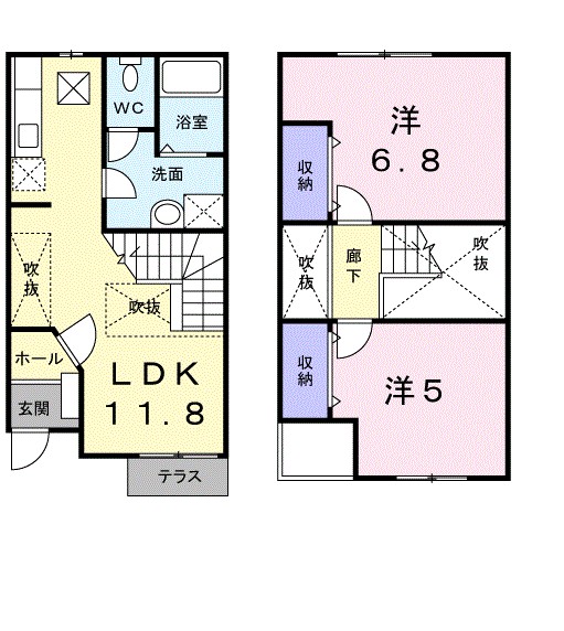 福島市方木田のアパートの間取り