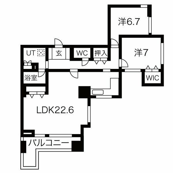 札幌市中央区南二条東のマンションの間取り