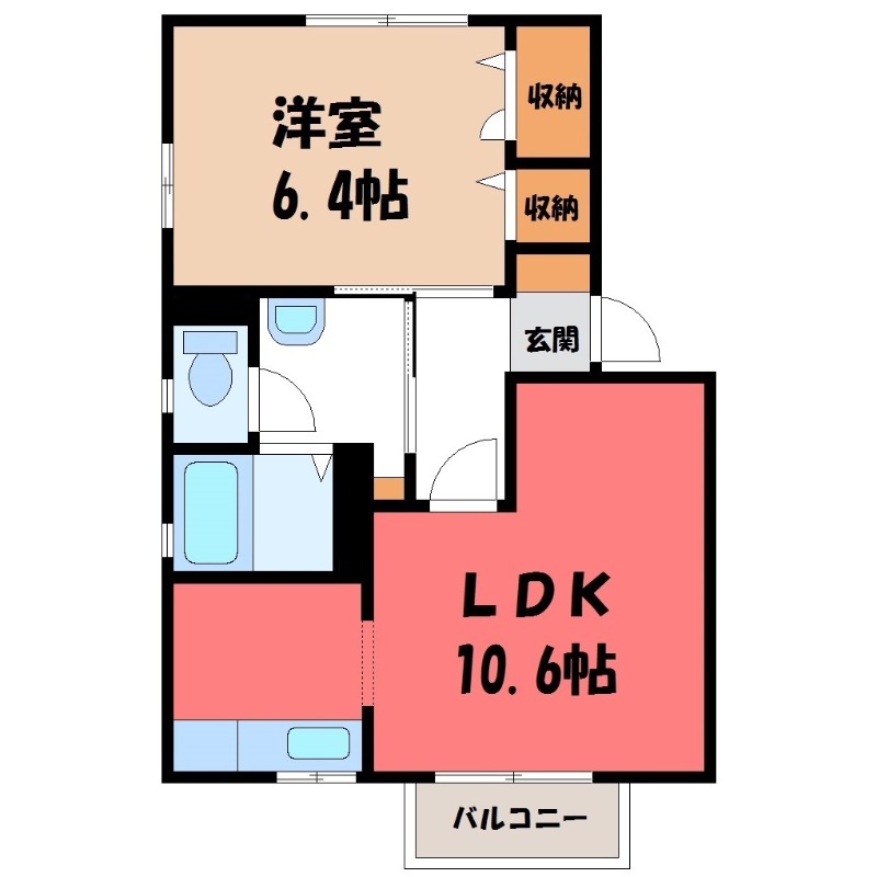 小山市大字横倉のアパートの間取り