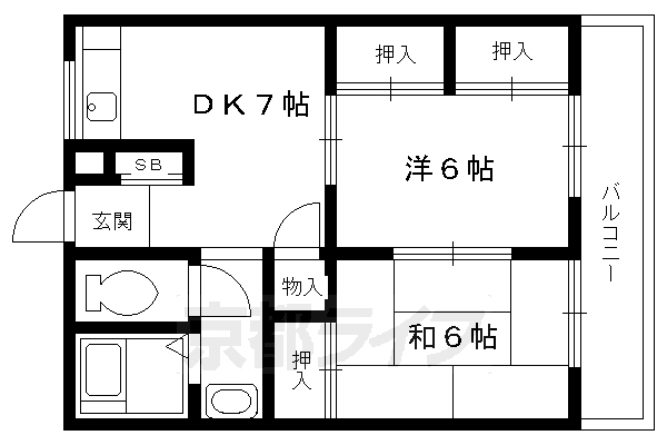 京都市北区大宮釈迦谷のマンションの間取り