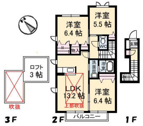 広島市安佐南区山本のアパートの間取り