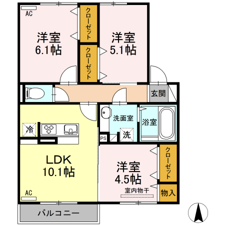 合志市須屋のアパートの間取り