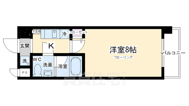 京都市右京区西院東貝川町のマンションの間取り