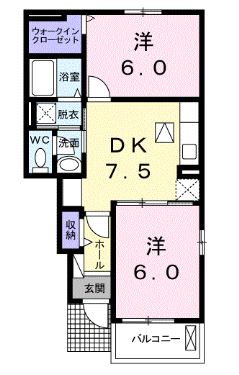 岡山市北区御津宇垣のアパートの間取り