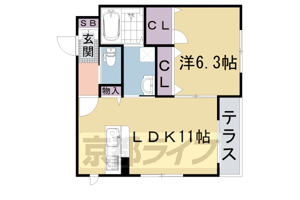 【京都市右京区西院西田町のマンションの間取り】