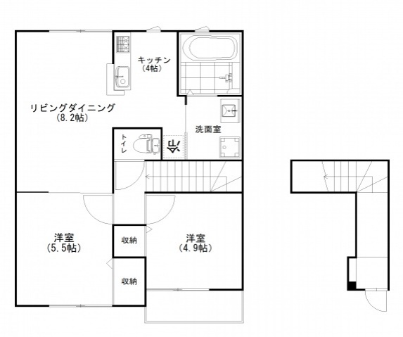 広島市西区井口鈴が台のアパートの間取り