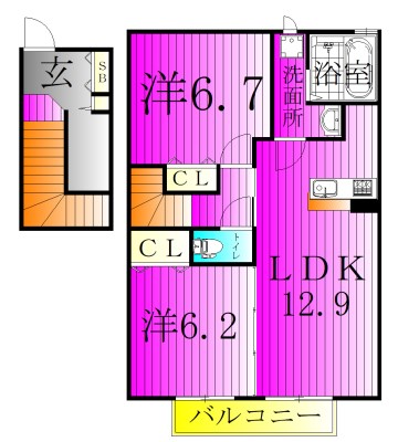 ランセ今谷Eの間取り