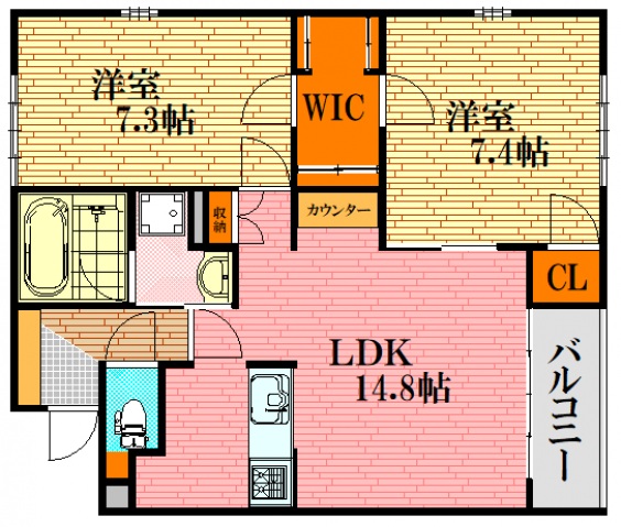 三次市十日市東のアパートの間取り