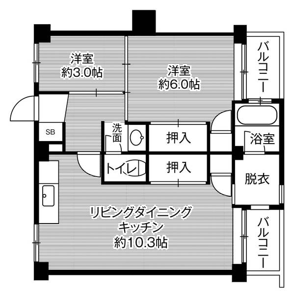 ビレッジハウス古賀2号棟の間取り