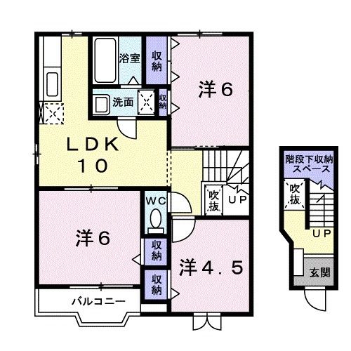 【宇部市恩田町のアパートの間取り】