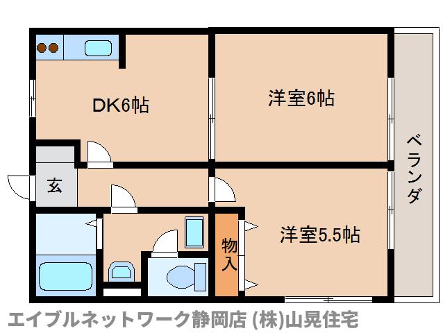 静岡市駿河区用宗のアパートの間取り