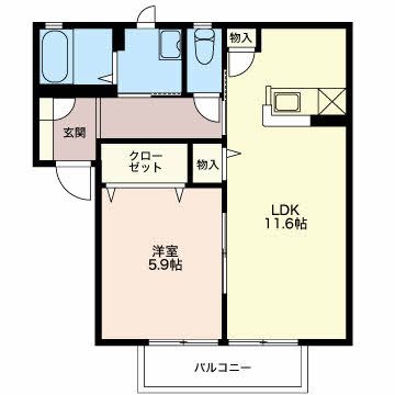 長岡市曲新町のアパートの間取り