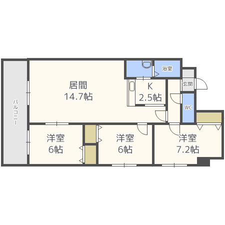 札幌市中央区南七条西のマンションの間取り