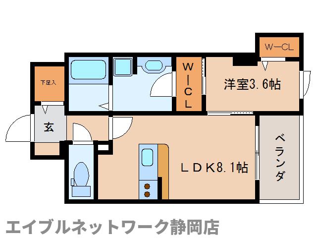 静岡市葵区東静岡のマンションの間取り