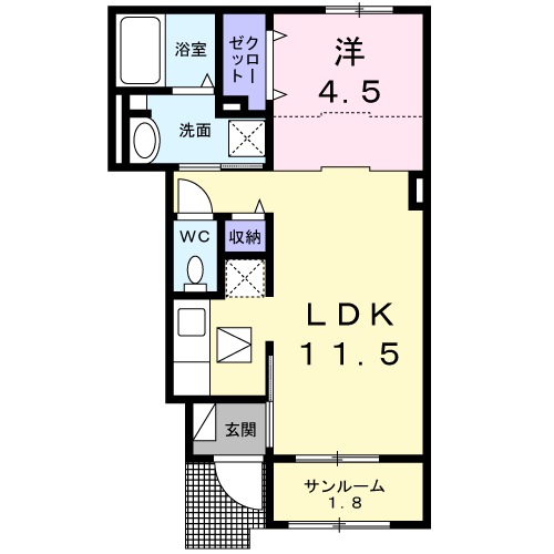 【高砂市緑丘のアパートの間取り】