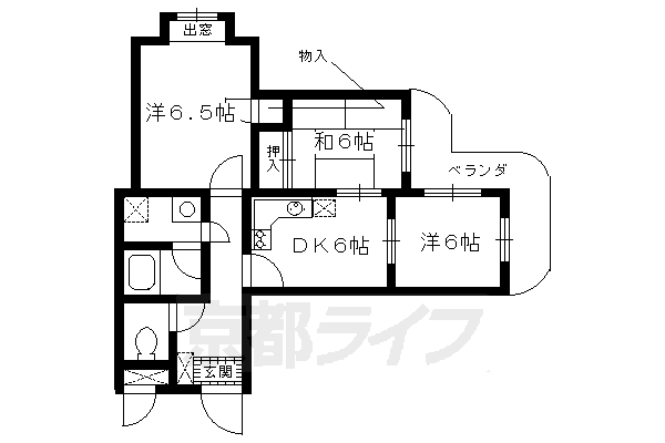 長岡京市馬場のマンションの間取り