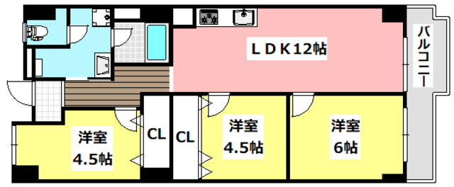 茨木市西駅前町のマンションの間取り