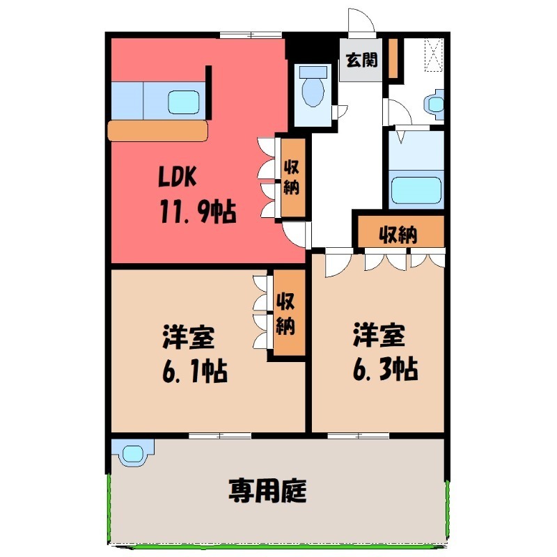 太田市台之郷町のアパートの間取り