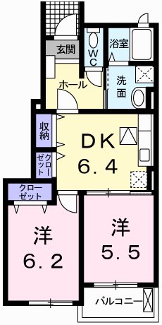 神崎郡福崎町福田のアパートの間取り