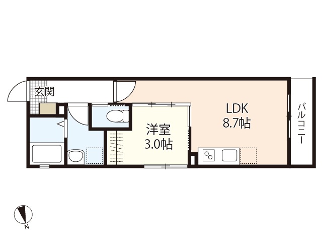 広島市中区江波本町のアパートの間取り