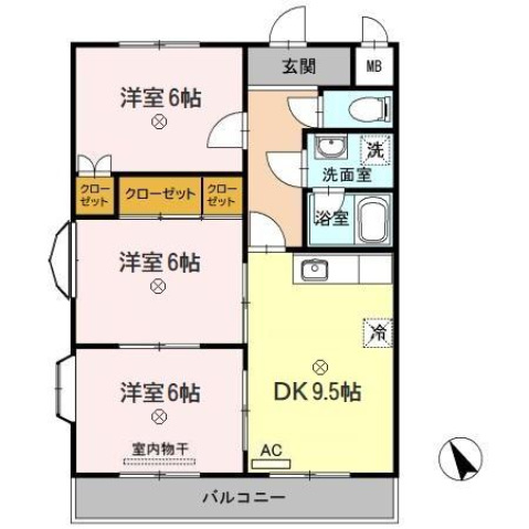 広島市安佐南区山本のマンションの間取り