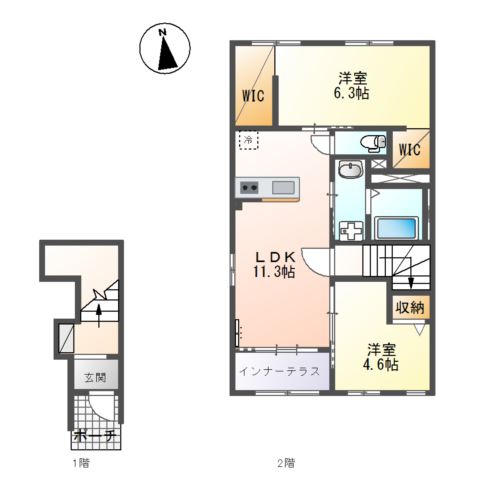 小田原市久野のアパートの間取り