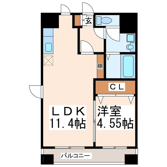 熊本市中央区新屋敷のマンションの間取り