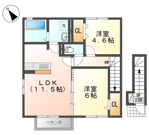 サンライズコーポ Dの間取り