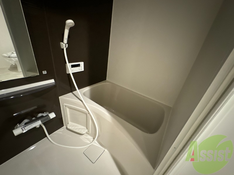 バス・シャワールーム　落ち着いたデザインの浴室。ゆったりできそうです。