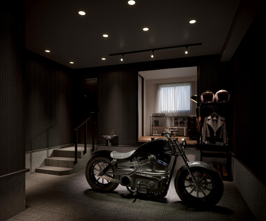 建物外観　バイクガレージ