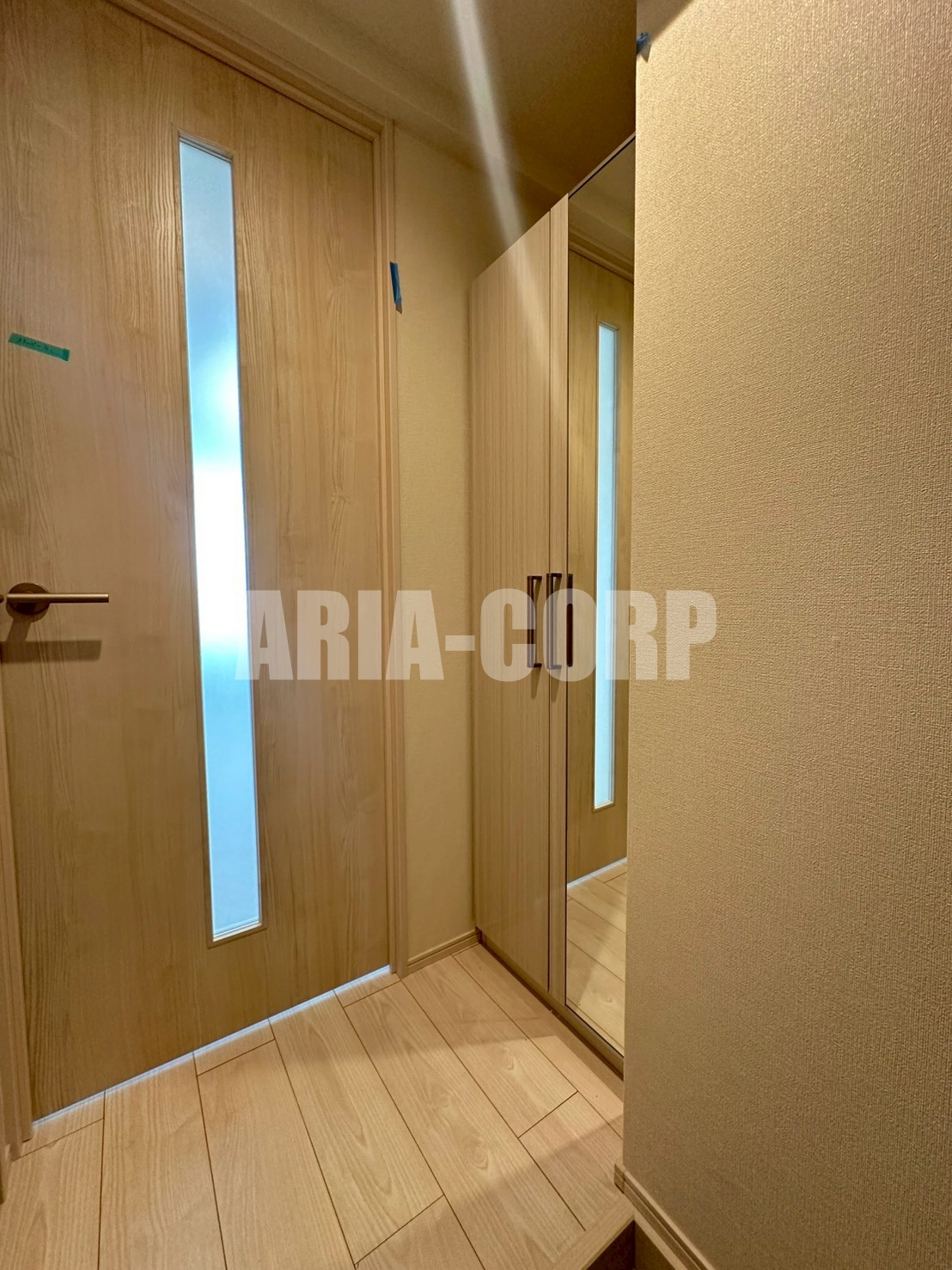 玄関　姿見付き縦型シューズボックスあり♪