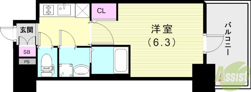 プロヴィスタ神戸三宮EASTの間取り写真