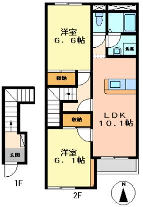 新潟市南区上下諏訪木のアパートの間取り