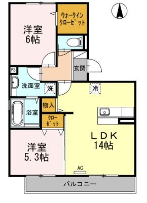 倉敷市東塚のアパートの間取り