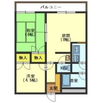 北斗市七重浜のアパートの間取り